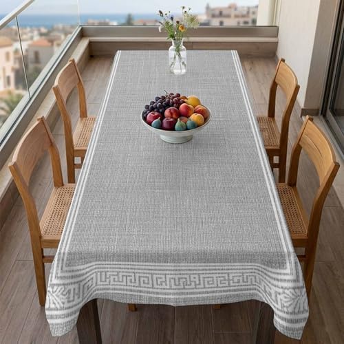 Vintage Key Pattern Grey Linen Rectangle Tablecloth 60x120