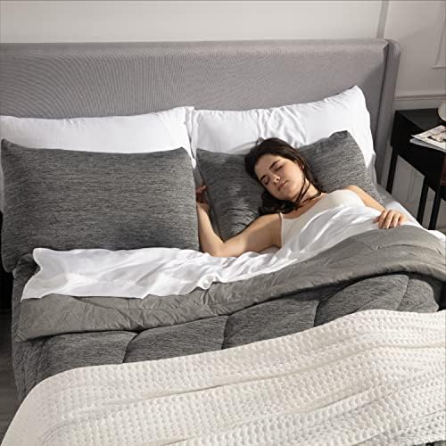 Bedsure Queen Comforter Set, Cooling & All-Season Bedding, Dark Grey