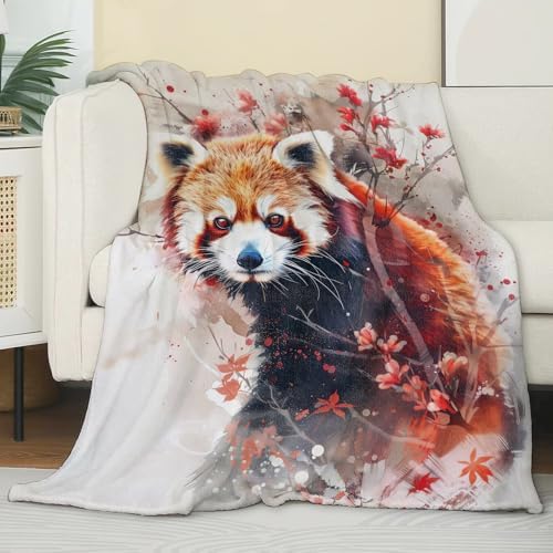Adorable Red Panda Blanket,Gifts for Animal Lovers,Lightweight Flannel