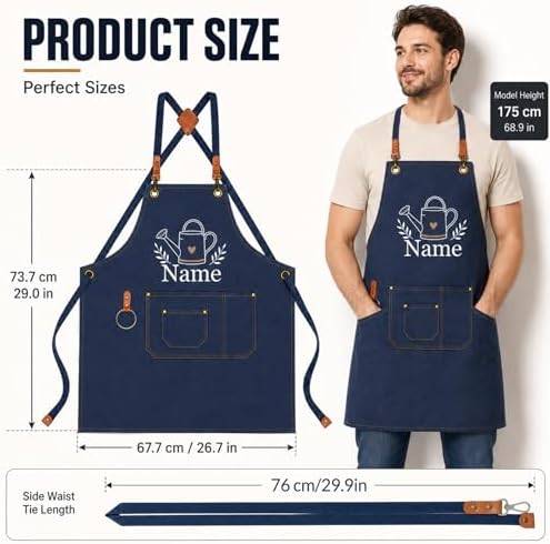 Personalized Canvas Apron for Men Women Custom Printing Name Heavy