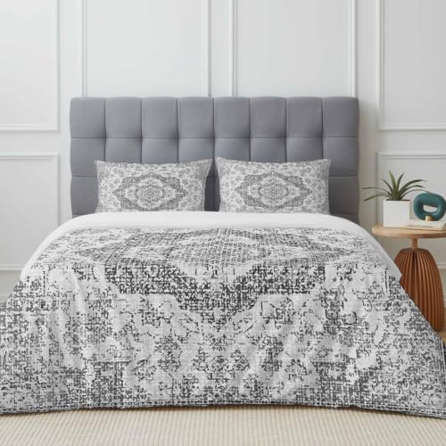 Grey Boho Full Duvet Cover Set - 4 Pcs Comforter Cover Bedding Sets