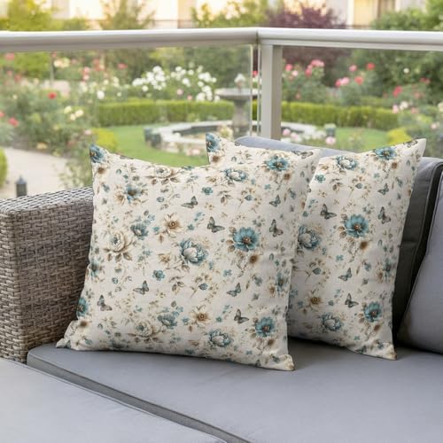 Vintage Tulip Outdoor Pillow Covers 18"x18" Set of 2,Waterproof Throw