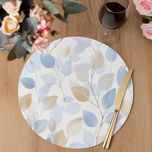 Minimalist Botanical Round Braided Placemats Set of Set of 8 Heat