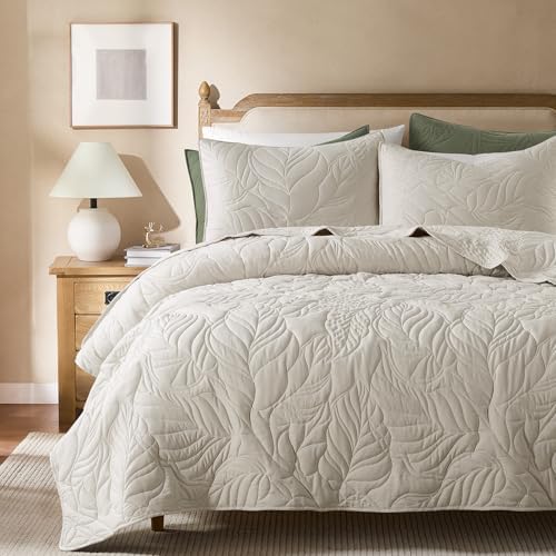 R.SHARE Beige King Size Quilt Set, Neutral Soft Lightweight Bedspread