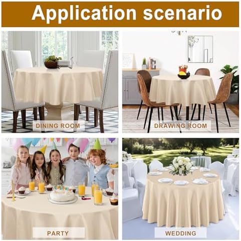 DWCN Round Tablecloth 70 Inch - Waterproof & Stain Resistant