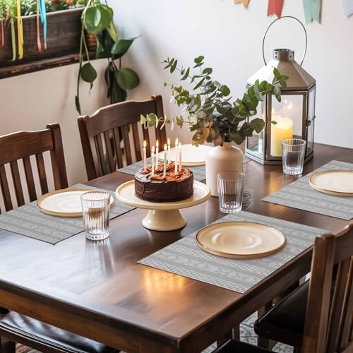 Placemats Set of 8, Abstract Classic Striped Washable Table Mats for