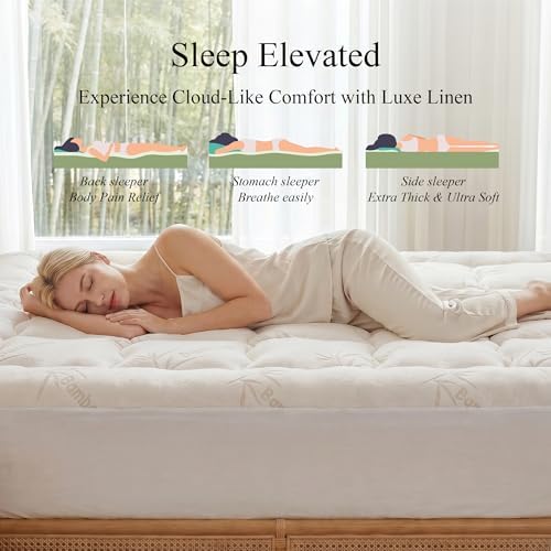 Queen Size Mattress Topper, Thick Cover Rayon Derived from Bamboo