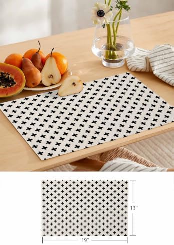 Minimalist Retro Table Runner and Placemats Set of 6 Beige Neutral