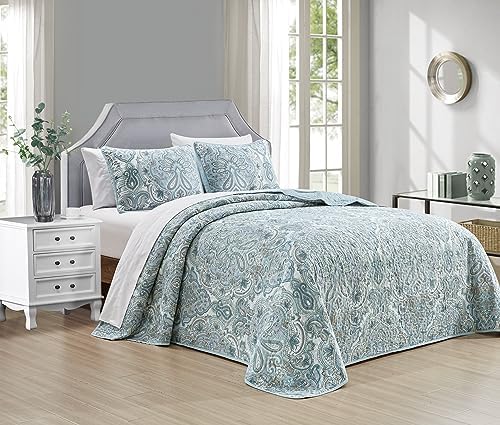 3-Piece Fine printed Oversize (100" X 95") Quilt Set Reversible