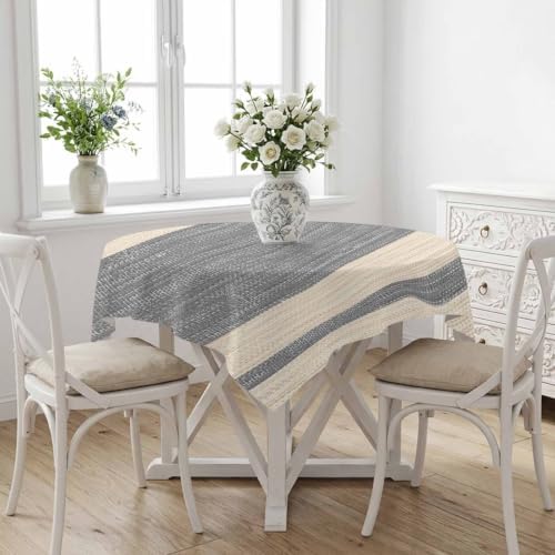 Savannan Square Tablecloths, Light Gray Striped Background Waterproof
