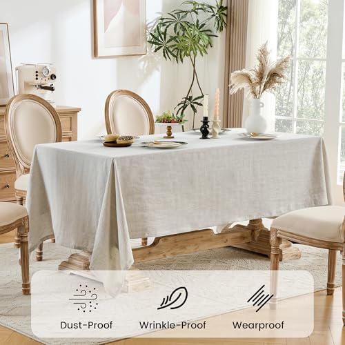 Simple&Opulence Natural Linen Tablecloth for Rectangle Tables-54×72