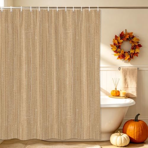 Sand Beige Shower Curtain Set - Long 72" x 84" Washable Bathtub