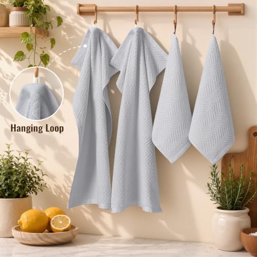 Homaxy 10 Pack 100% Cotton Kitchen Towels and Dishcloths Set, Light