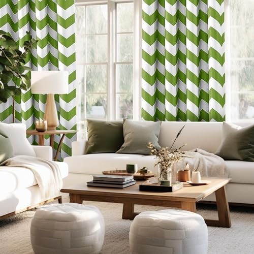 Melodieux Chevron Room Darkening Blackout Grommet Top Curtains, 52 by