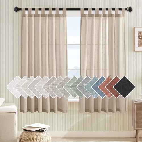 H.VERSAILTEX Living Room Linen Curtains Home Decorative Tab Top