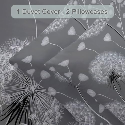 Duvet Cover King 3 Pieces Minimalist Lines Plants Dandelions Bedding