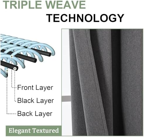 OWENIE Blackout Curtains 63 Inch Length 2 Panels for Bedroom Living
