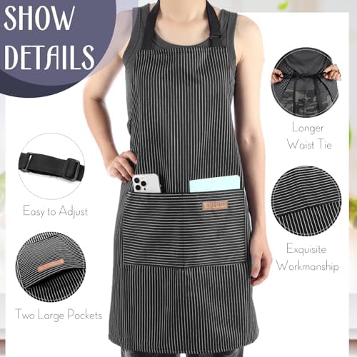 Handepo 12 Pcs Cotton Striped Aprons for Cooking