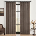 Pinch Pleat Light Filtering Dark Brown Linen Curtains 96 Inch Long 2