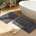YIHOUSE Dark Gray Bathroom Rugs Sets 2 Piece, Ultra Thin Bath Mat