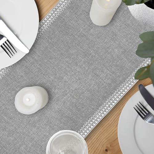 Superion Woven Table Runner 14x90 Grey - 100% Polyester Boho