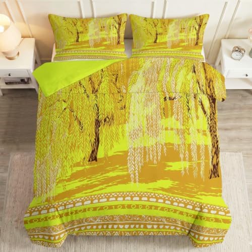 King Duvet Cover Set Autumn Scenery Forest Trees Printed Duvet Cover