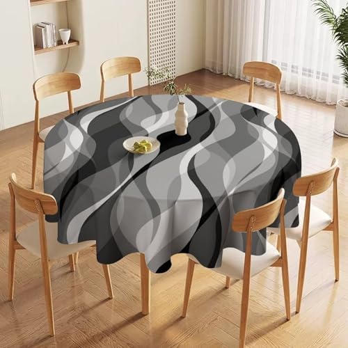 Grey Tablecloth Modern Abstract Black and Grey Striped Print Pattern