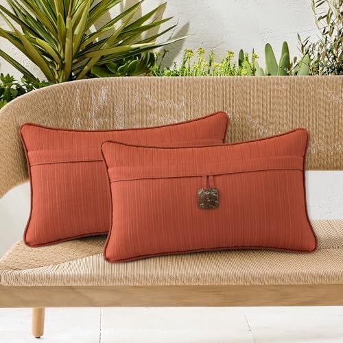 Outdoor Decorative Pillows with Coconut Button Pack of 4, 20" x 12"