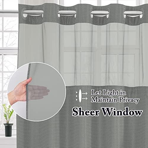 Gibelle No Hook Waffle Weave Shower Curtain with Snap-in Fabric Liner