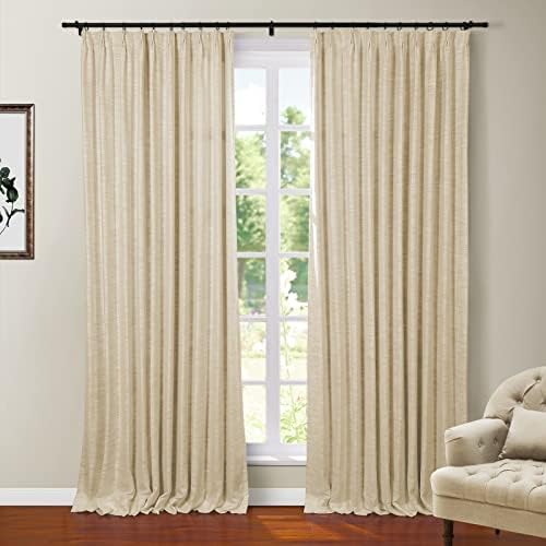 TWOPAGES Solid Beige Blackout Curtain Panel Pinch Pleated Window