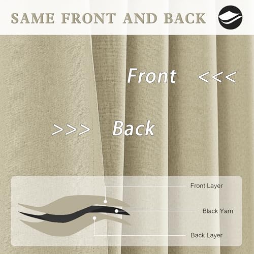 DUALIFE Faux Linen Curtains 108 Inches Long for Living Room 2 Panels