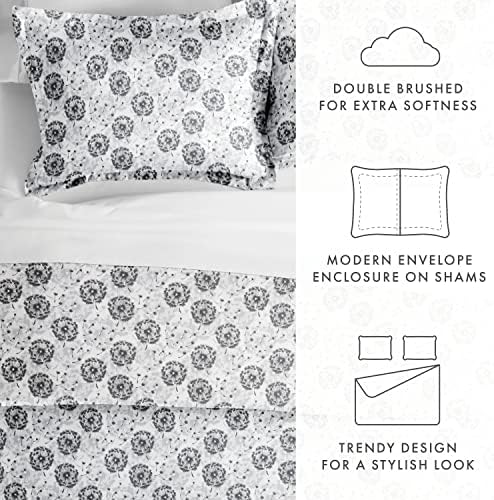 Merit Linens Patterned Soft Duvet Cover Bed Set - Garden Farmhouse
