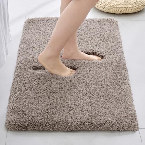 Disolla Taupe Grey Bathroom Rugs 17x24, Non-Slip Plush Small Bath Mat