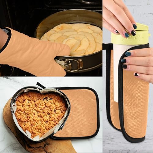 Oven Mitts and Potholders Sandy Brown Heat Resistant Kitchen Gloves