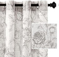 H.VERSAILTEX Boho Floral Linen Curtains, Semi Sheer Light Filtering