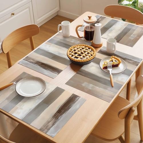 Placemats Set of 8, Brown Grey Woven Placemat, Linen Place Mats for