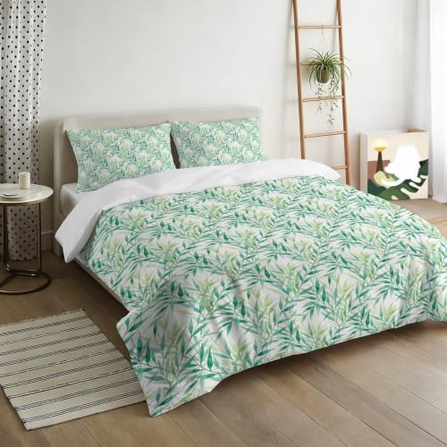 3 Pieces Bedding Set Queen Size, Spring Botanical Soft Duvet Covers