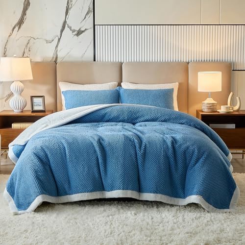 Luxury Flannel Fleece Sherpa Blankets King Size for Bed, Jacquard Boho