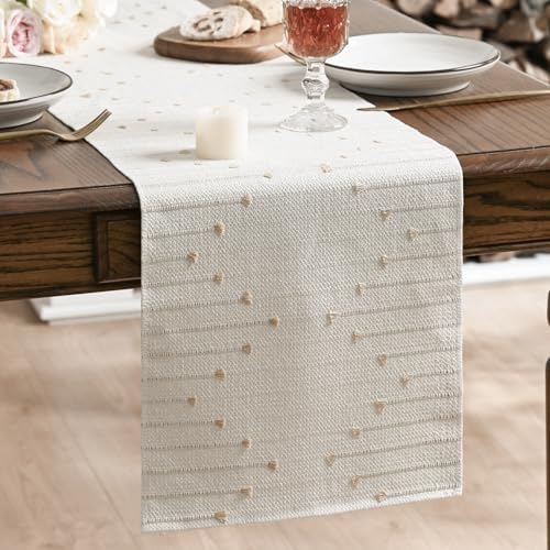 Artoid Mode Burlap Brown Boho Table Runner for Farmhouse Rustic