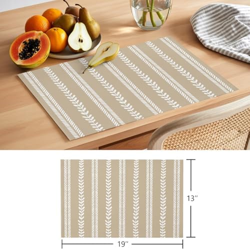 Round Placemats Set of 8 Neutral Sandy Place Mats Minimalist White