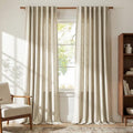 NICETOWN Beige Bedroom Curtains 96 inches Long, Rod Pocket & Back Tab
