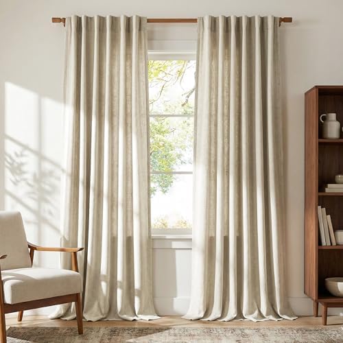 NICETOWN Beige Bedroom Curtains 96 inches Long, Rod Pocket & Back Tab