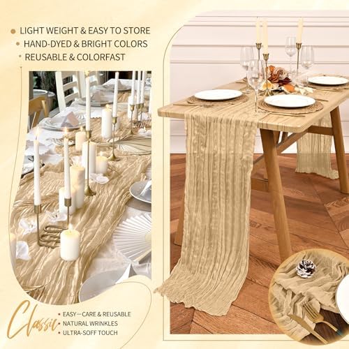 10 Pack Beige Cheesecloth Table Runner Wedding Birthday Table Decor