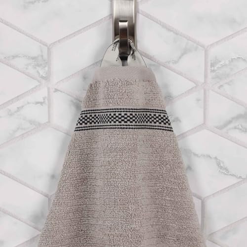 Impressions Brea Zero Twist Cotton Ribbed Geometric Border Towels