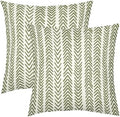 Sage Green Herringbone Pillow Covers 22x22 Inch Set of 2 Navy White
