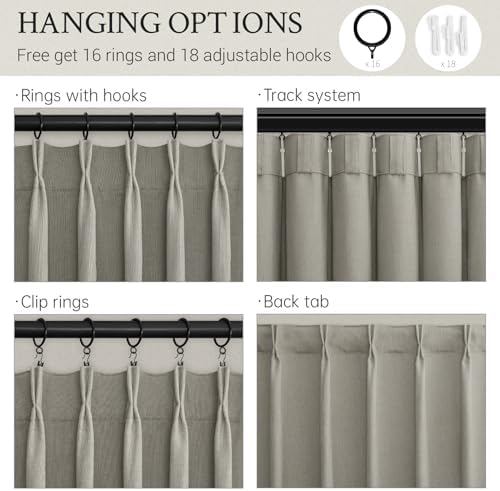 108 Inch Long Curtains Pinch Pleated Curtains for Living Room 2 Panels