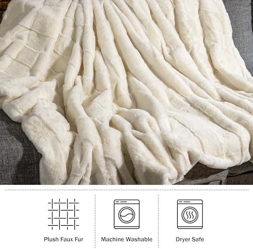 Lavish Home Faux Fur Blanket - 60x80-Inch Queen Size Throw Blanket