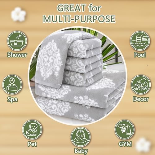 Gray Towels for Bathroom - Cotton | Soft | Quick Dry | Lightweight