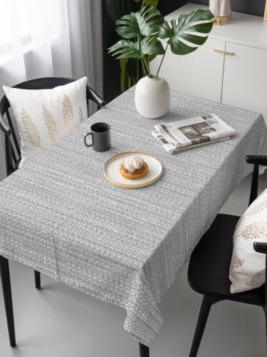 Light Gray Linen Texture Rectangle Tablecloth 60 x 120 Inches Rustic