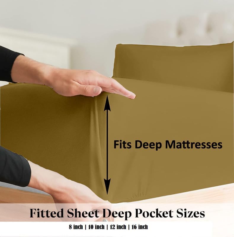 Shreem Linen Zipper Fitted Sheet -16 Inch Extra Deep Pocket, Soft